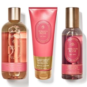 Bath Body Works Aromatherapy Heirloom Rose 3 Piece Body Care Set NEW